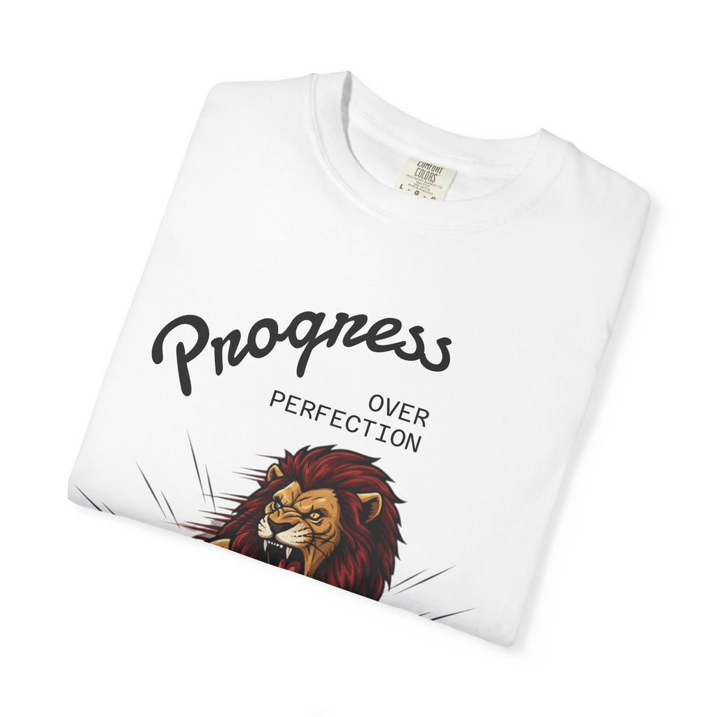 Progress Over Perfection Lion Weightlifting T-Shirt