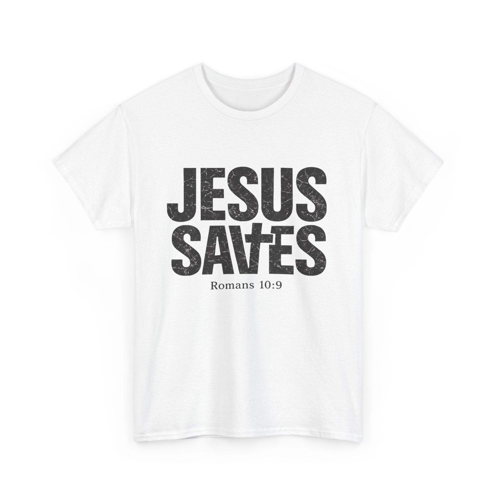 Jesus Saves T‑Shirt – Bold Scripture Tee (Romans 10:9)