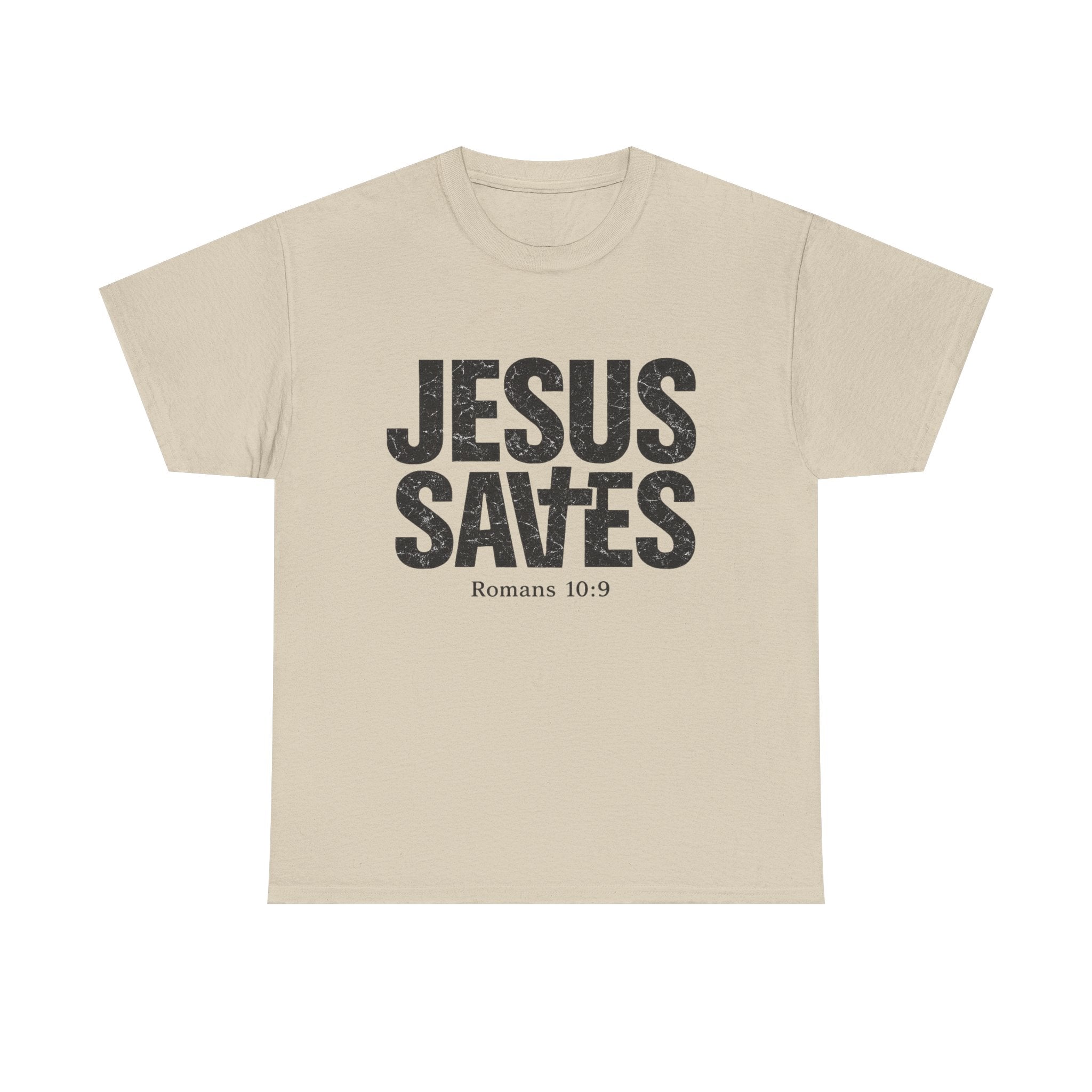 Jesus Saves T‑Shirt – Bold Scripture Tee (Romans 10:9)