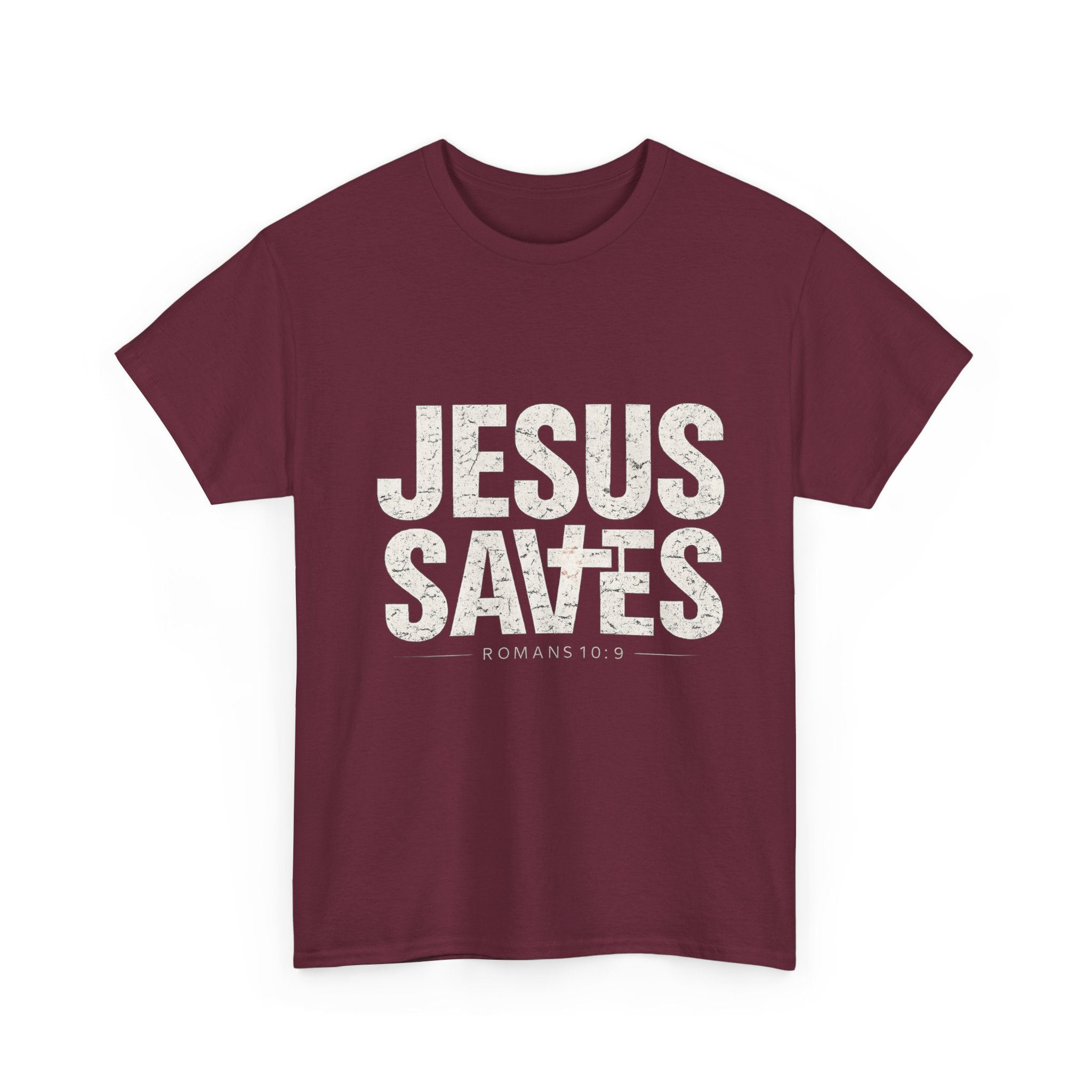 Jesus Saves Tee — Christian Faith T-Shirt with Romans 10:9