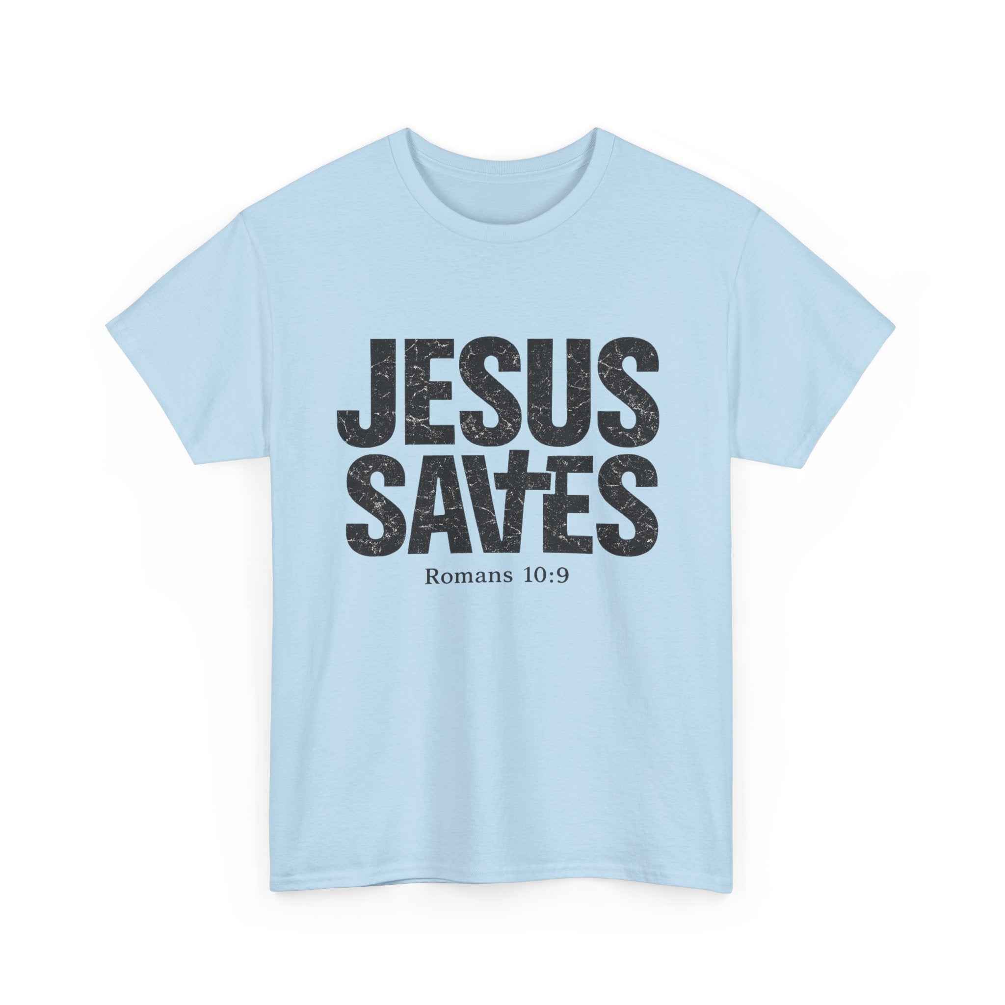 Jesus Saves T‑Shirt – Bold Scripture Tee (Romans 10:9)