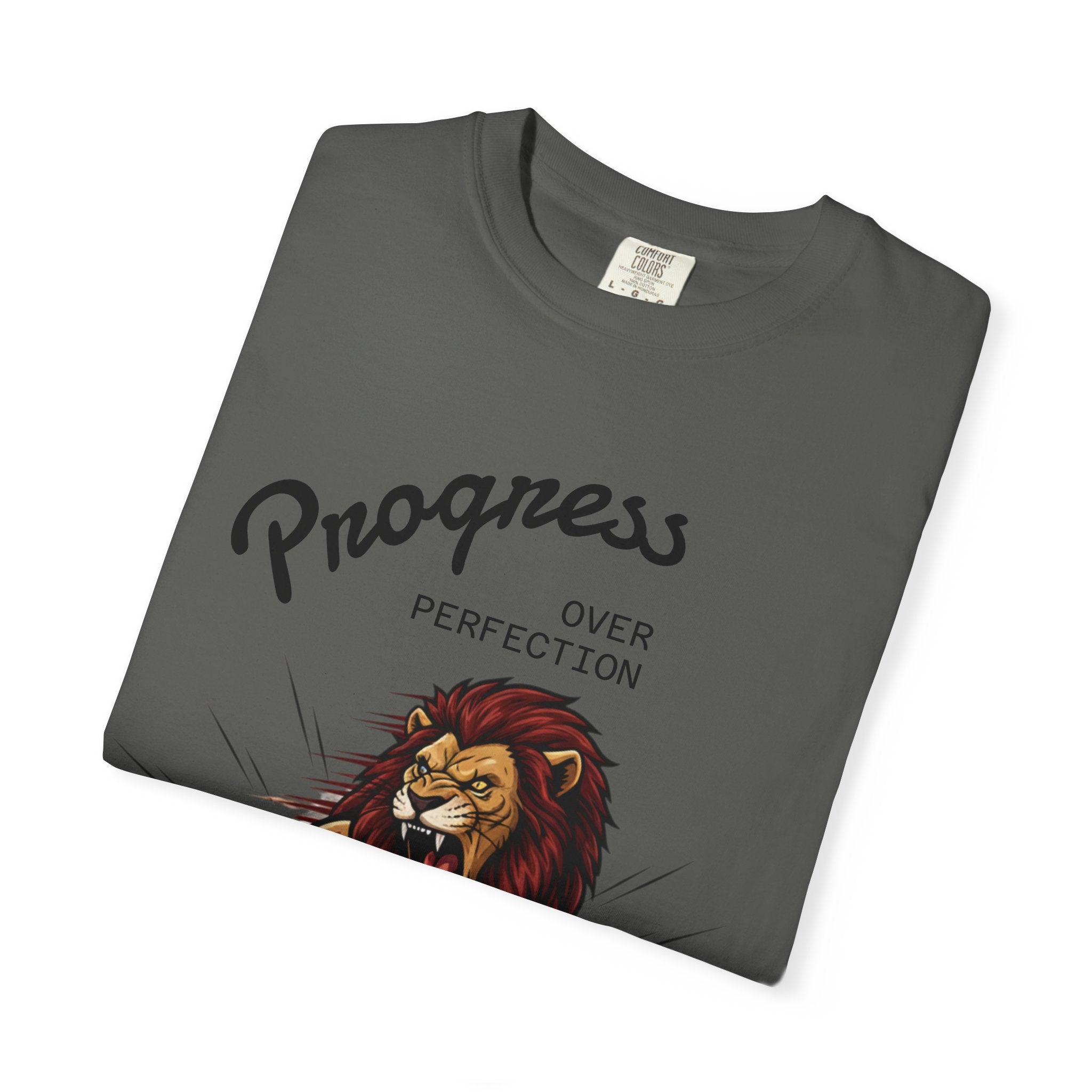 Progress Over Perfection Lion Weightlifting T-Shirt