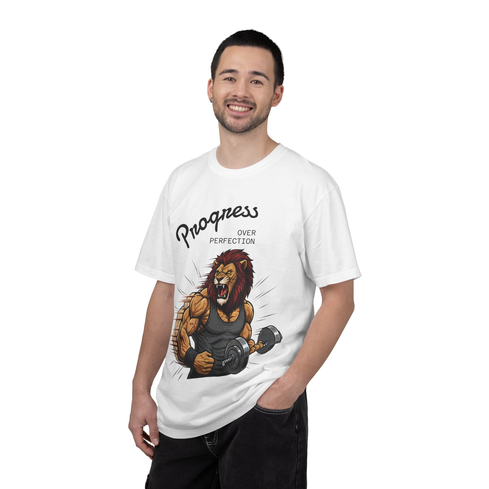 Progress Over Perfection Lion Weightlifting T-Shirt