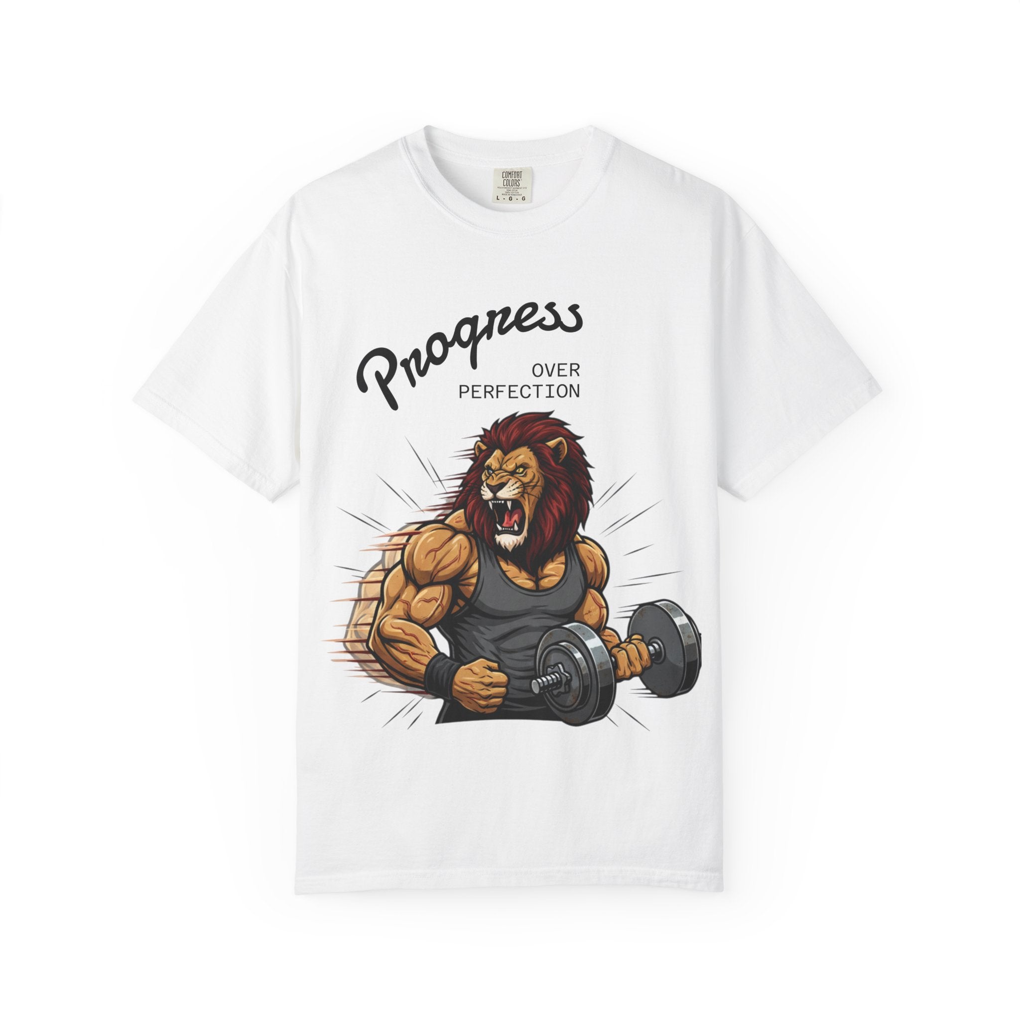 Progress Over Perfection Lion Weightlifting T-Shirt