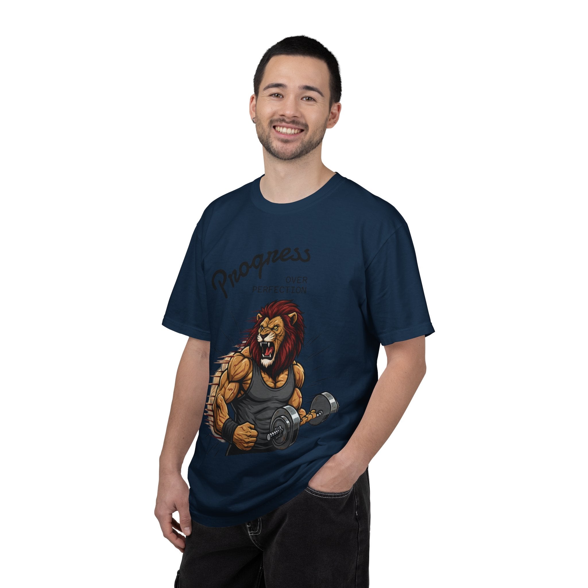 Progress Over Perfection Lion Weightlifting T-Shirt
