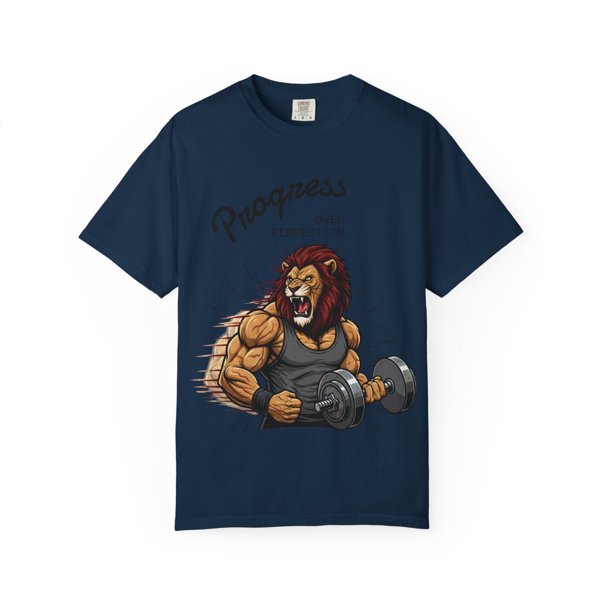 Progress Over Perfection Lion Weightlifting T-Shirt