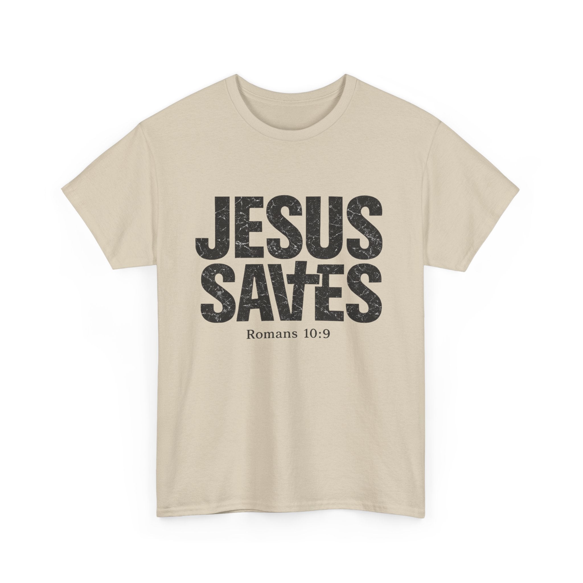 Jesus Saves T‑Shirt – Bold Scripture Tee (Romans 10:9)