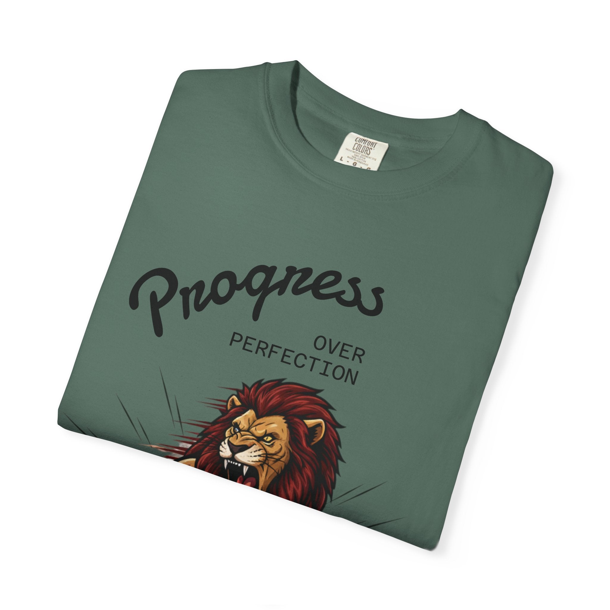 Progress Over Perfection Lion Weightlifting T-Shirt