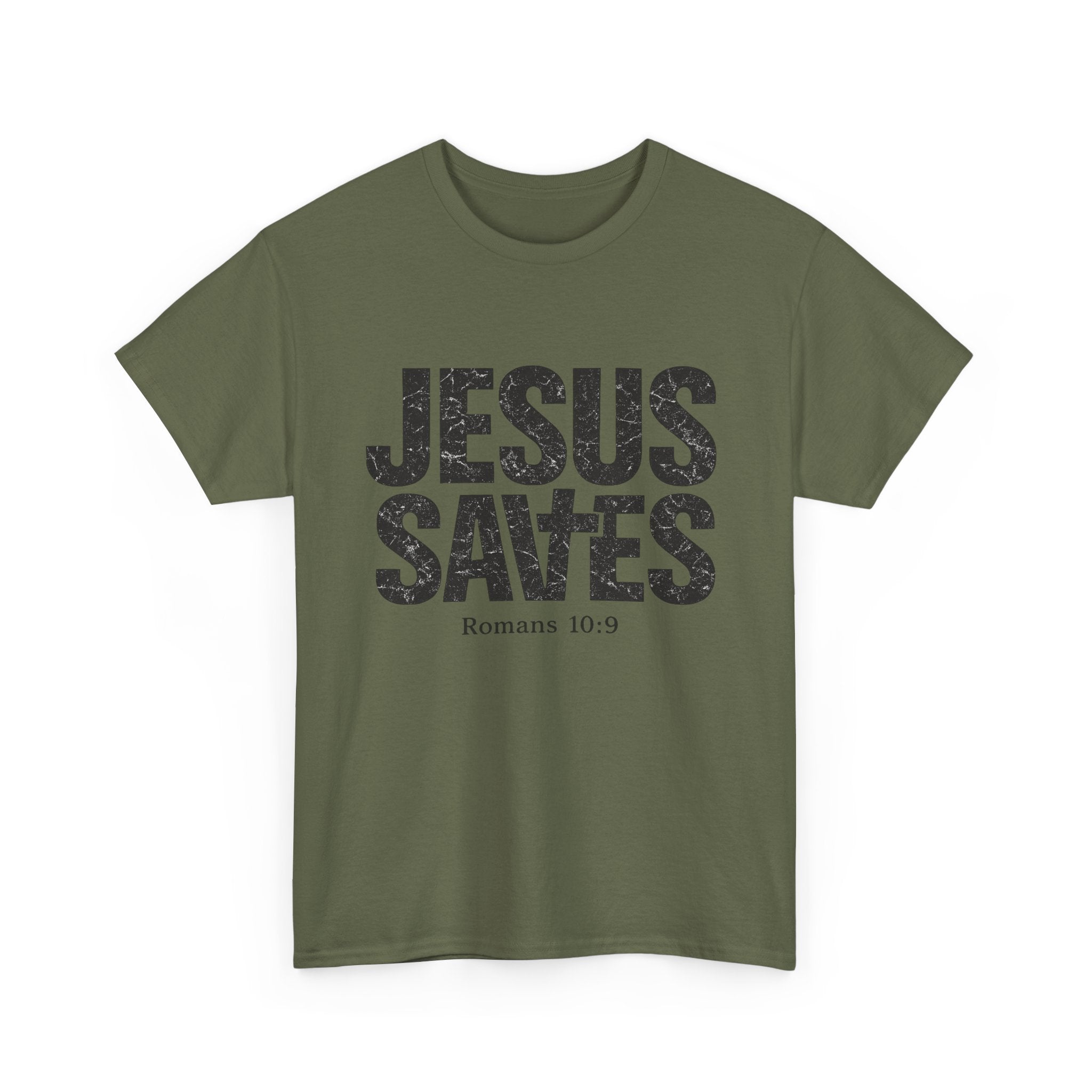 Jesus Saves T‑Shirt – Bold Scripture Tee (Romans 10:9)