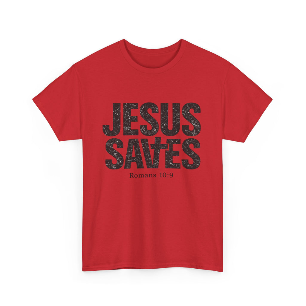 Jesus Saves T‑Shirt – Bold Scripture Tee (Romans 10:9)