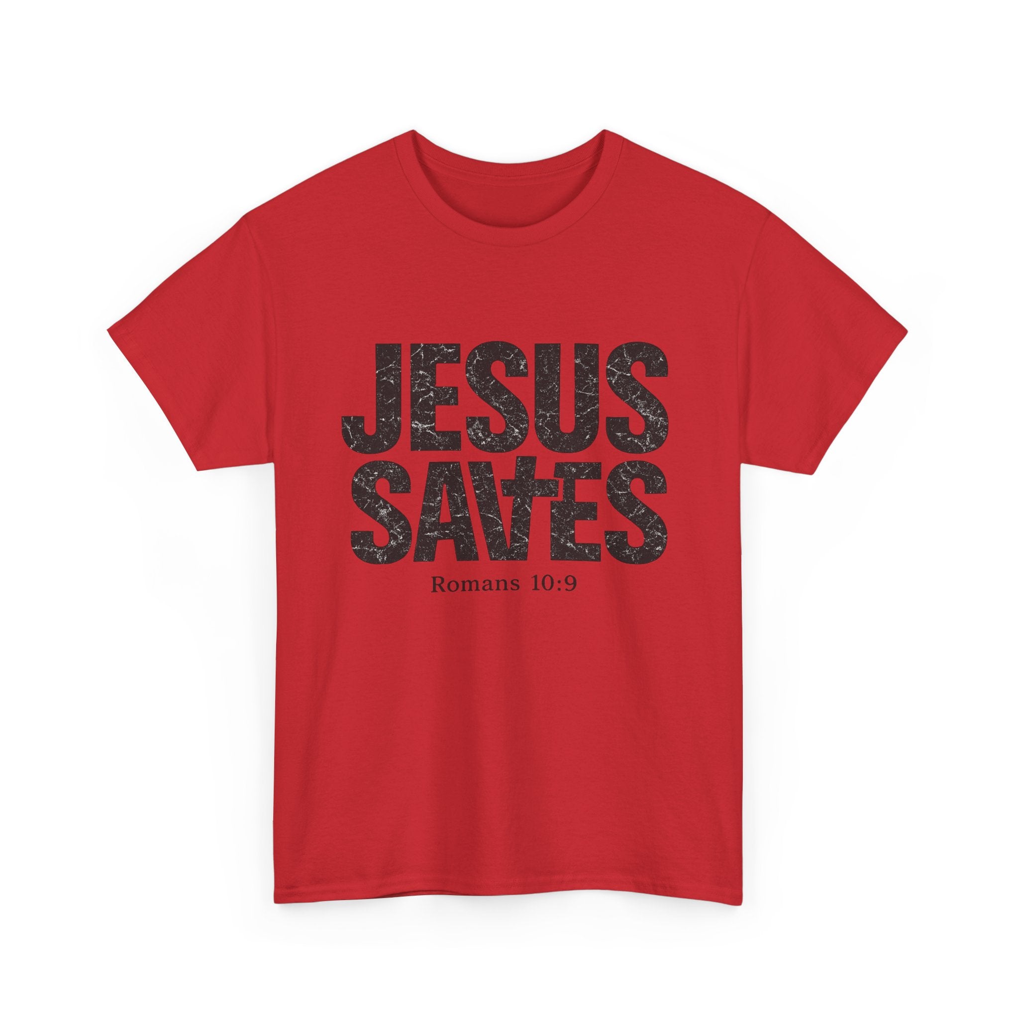 Jesus Saves T‑Shirt – Bold Scripture Tee (Romans 10:9)