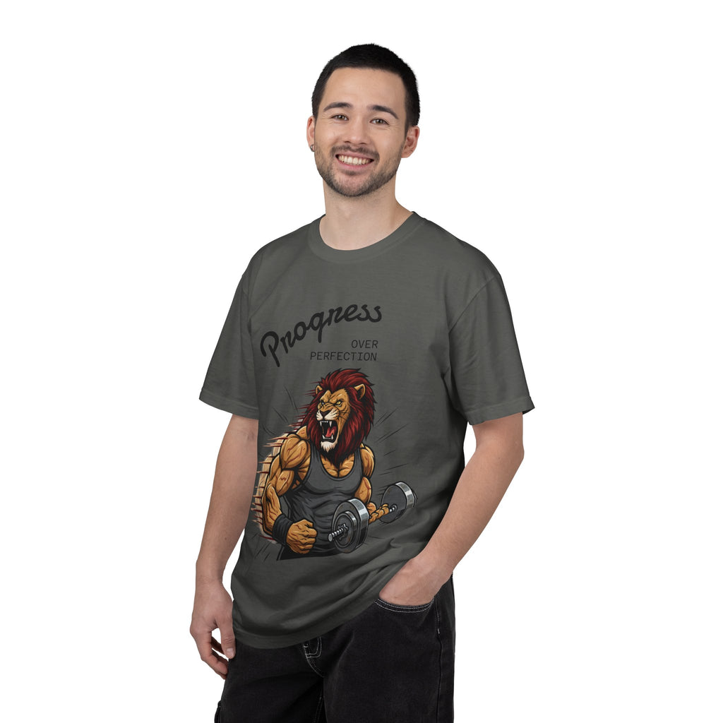 Progress Over Perfection Lion Weightlifting T-Shirt
