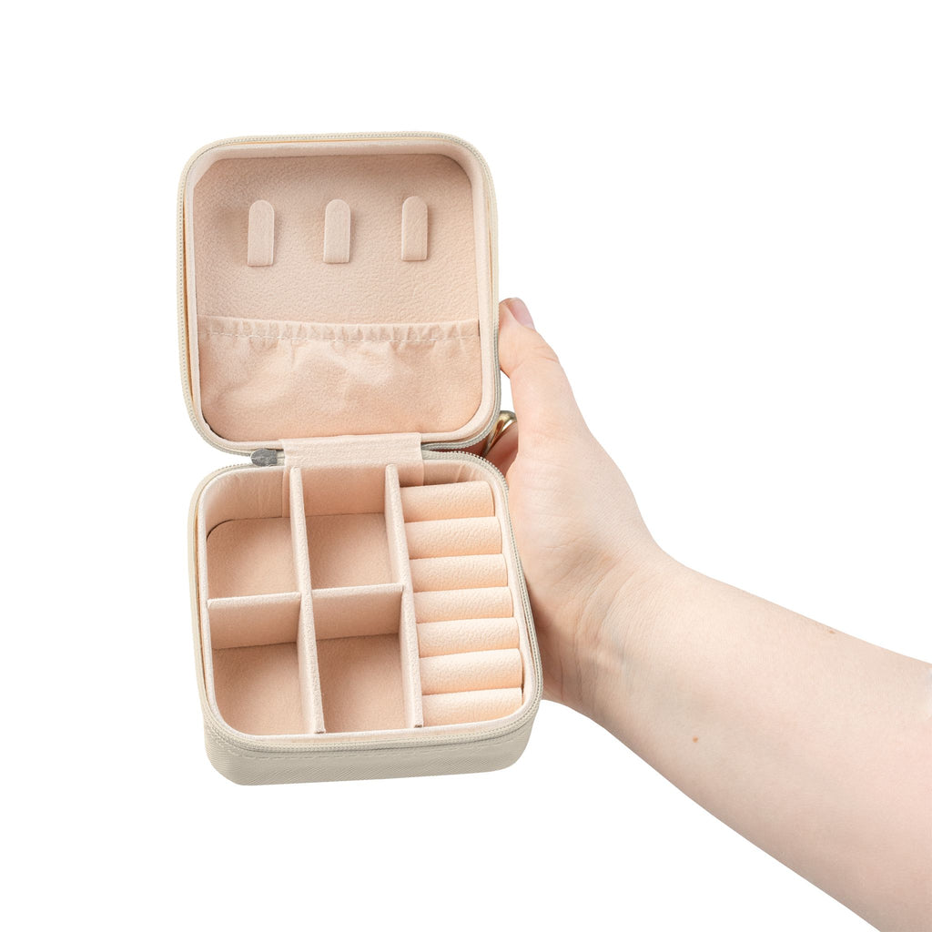 Mom Travel Jewelry Case — Compact Pink Organizer with Ring & Earring Storage