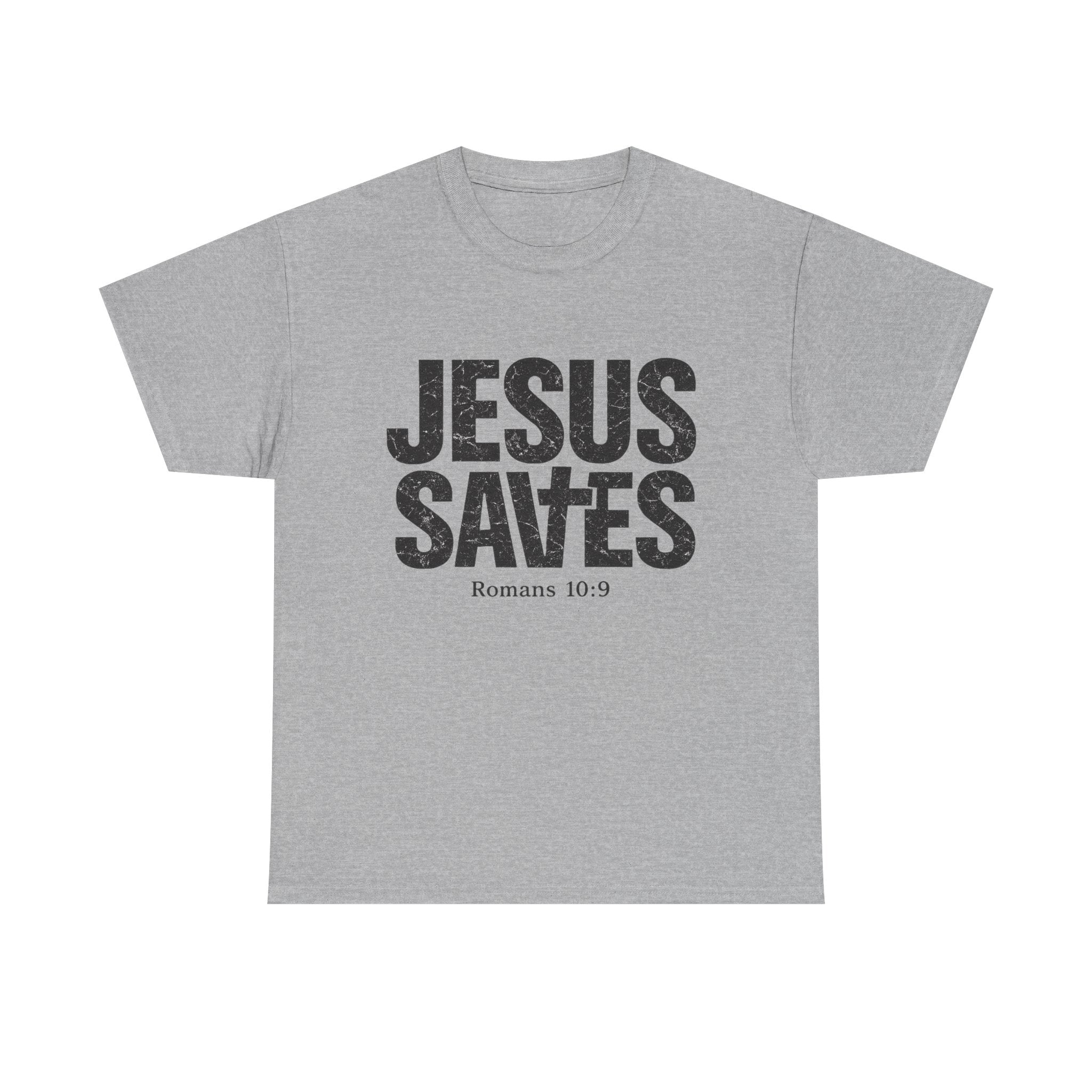 Jesus Saves T‑Shirt – Bold Scripture Tee (Romans 10:9)