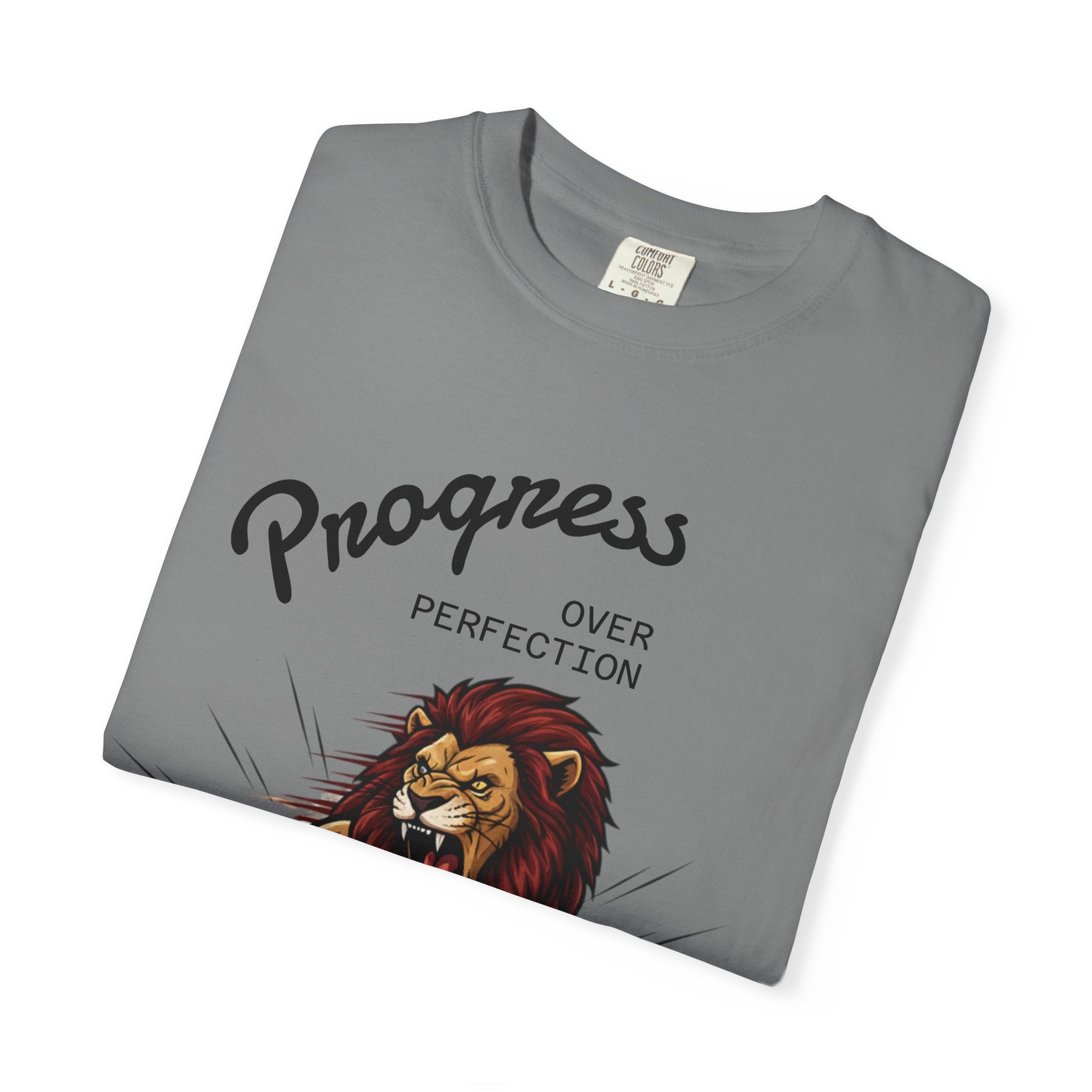 Progress Over Perfection Lion Weightlifting T-Shirt