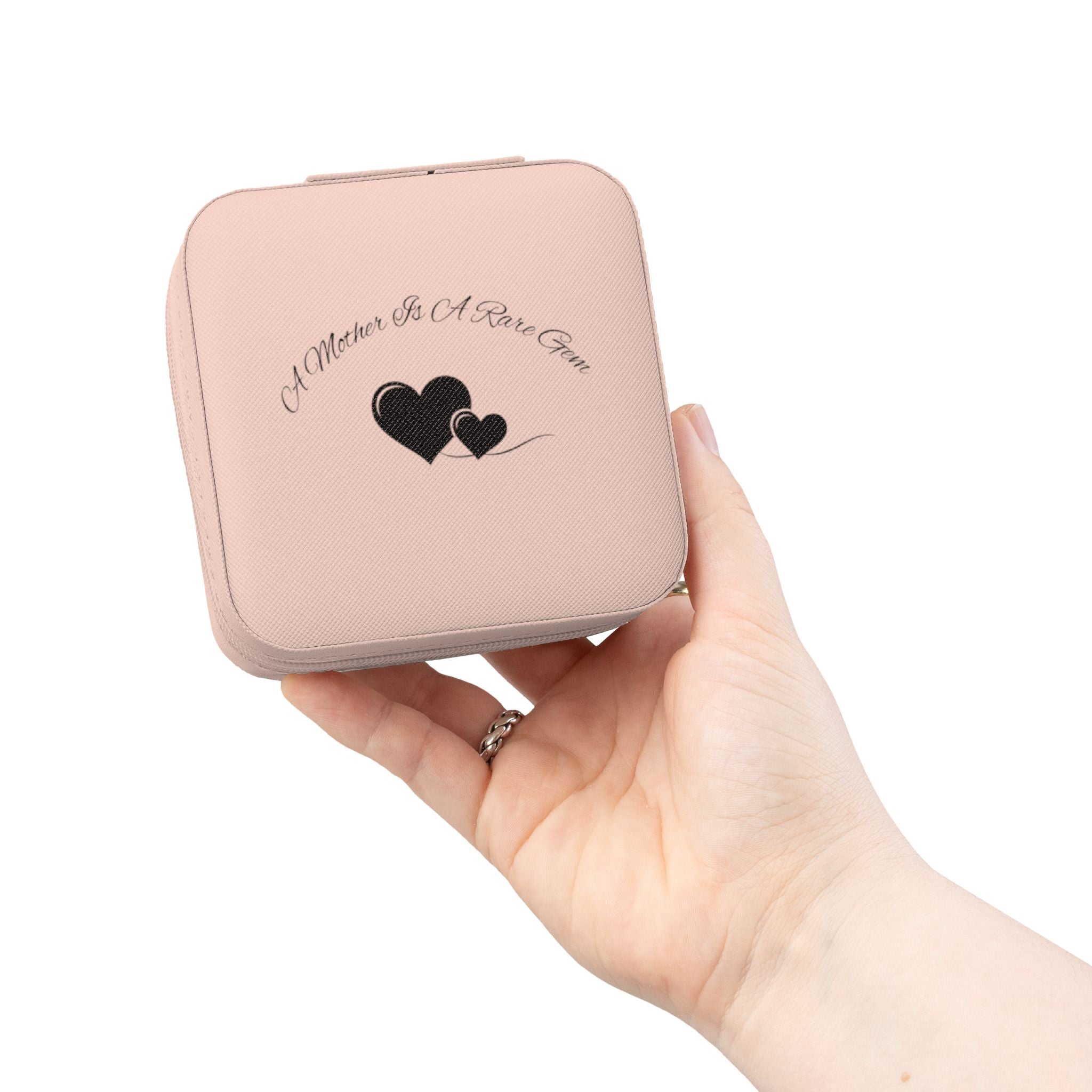Mom Travel Jewelry Case — Compact Pink Organizer with Ring & Earring Storage