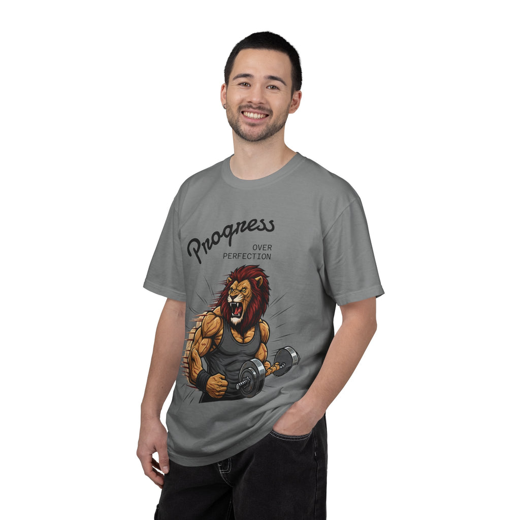 Progress Over Perfection Lion Weightlifting T-Shirt
