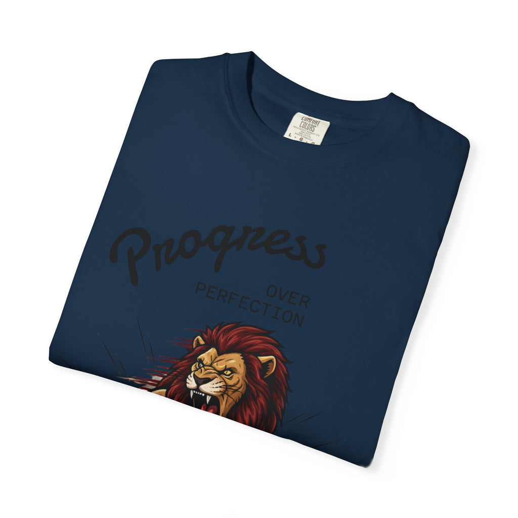 Progress Over Perfection Lion Weightlifting T-Shirt